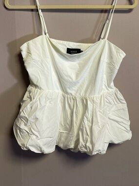 VICI White Peplum Bubble Hem Cami